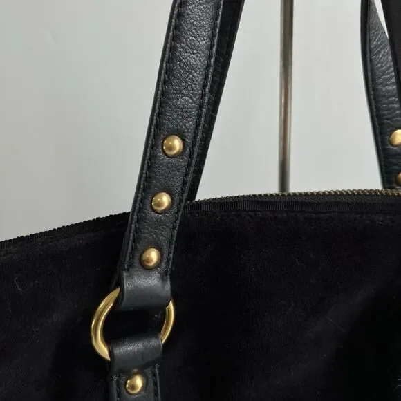 Vintage Juicy Couture Handbag Y2K Black Velour Shoulder Bag Big Rhinestones Bow - Picture 3 of 16